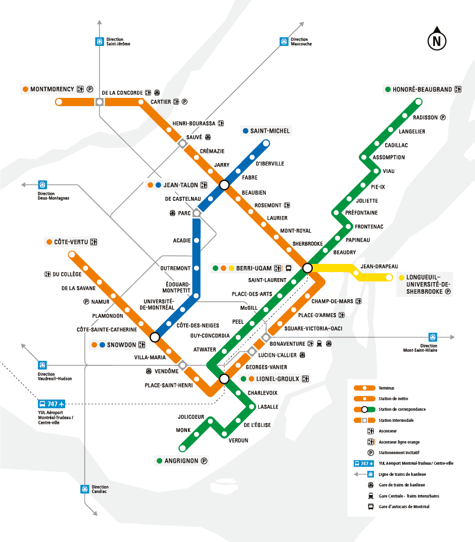 Metrô de Montreal Mapa, Linhas e Preços Montreal Canadá